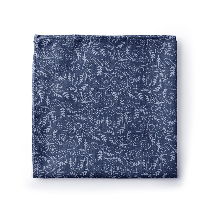 Floral Pocket Square - Slate Blue