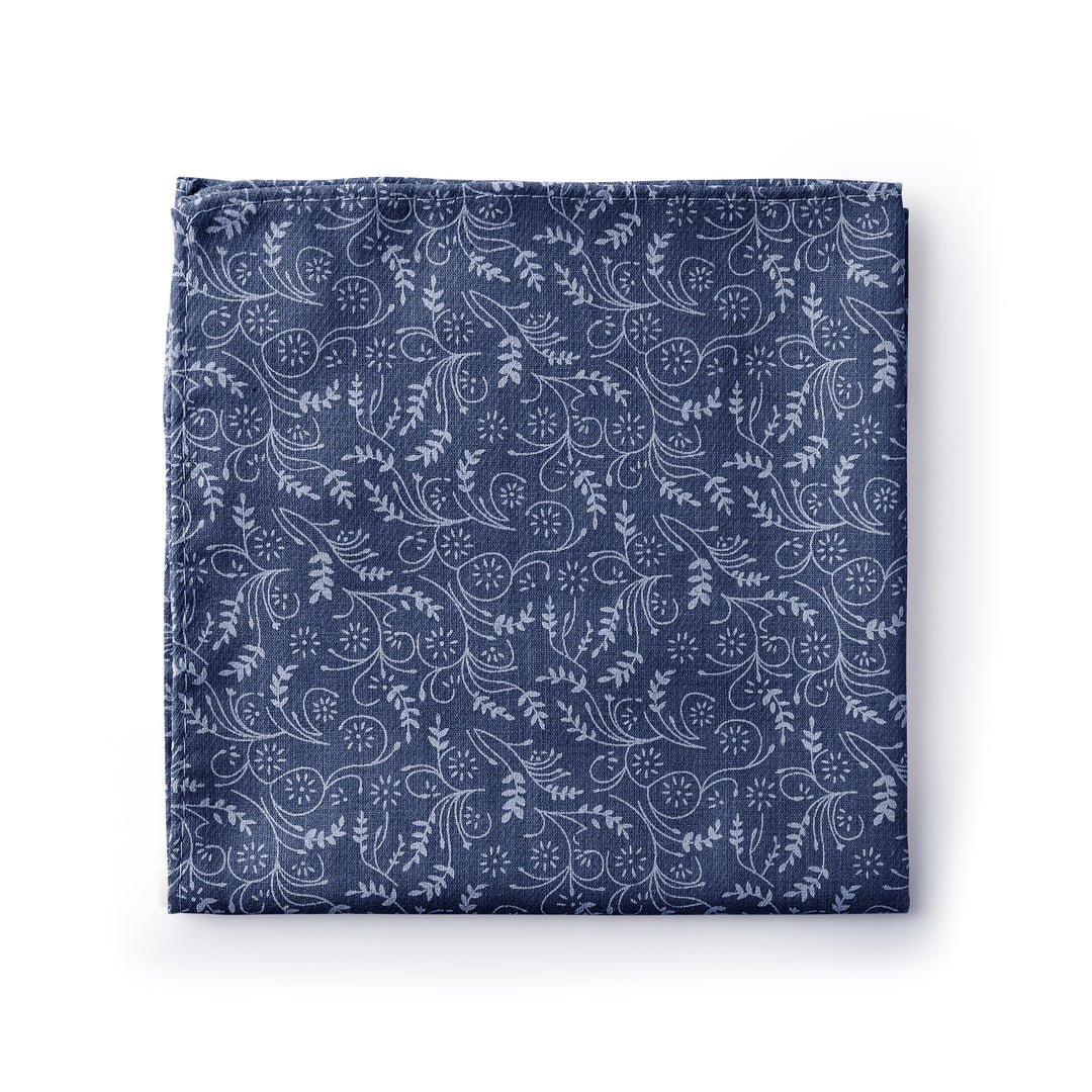 Wedding Floral Pocket Square - Slate Blue