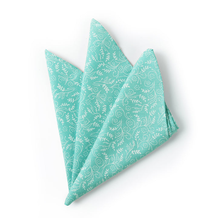 Floral Pocket Square - Turquoise