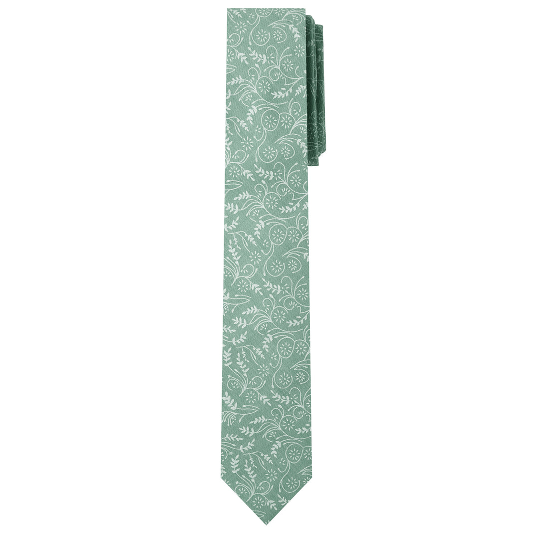 Floral Slim Tie - Dusty Sage
