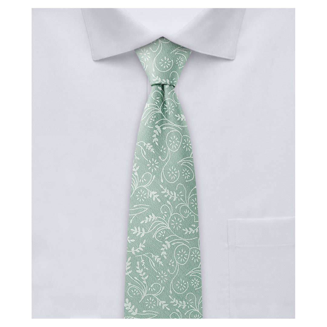 Floral Slim Tie - Dusty Sage