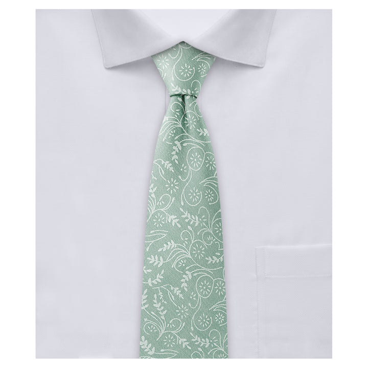 Floral Slim Tie - Dusty Sage