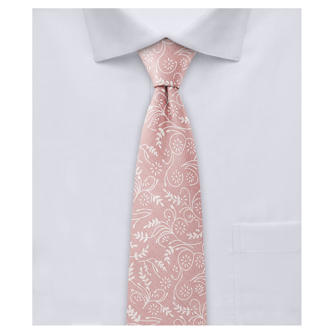 Floral Slim Tie - Dusty Rose