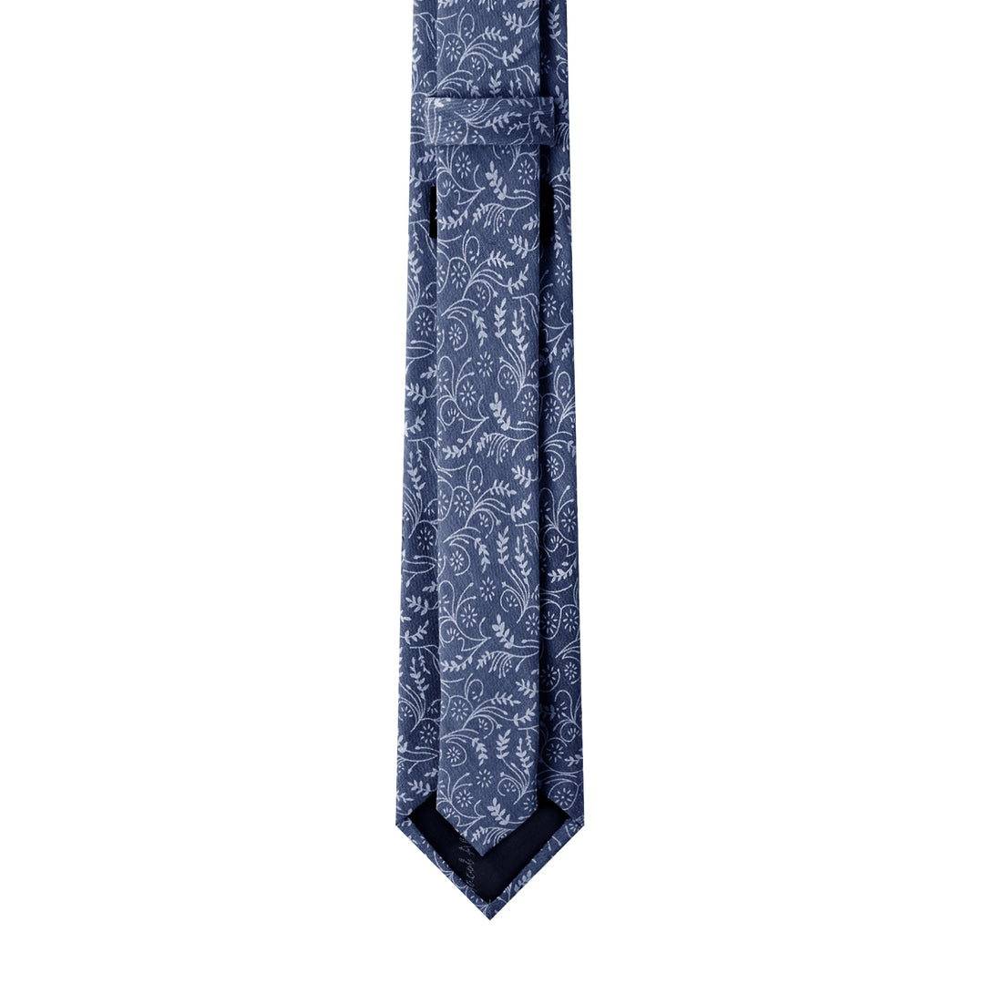 Floral Slim Tie - Slate Blue