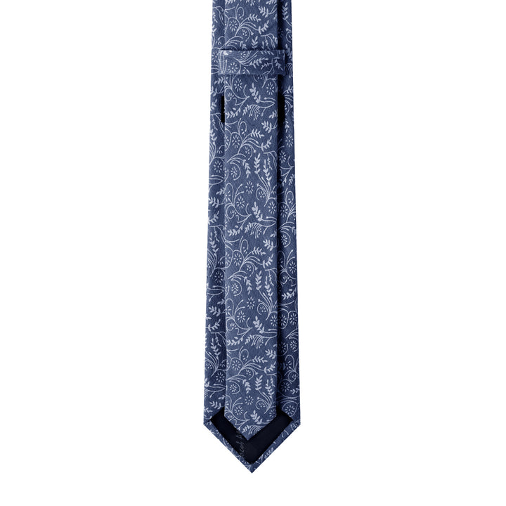 Floral Slim Tie - Slate Blue