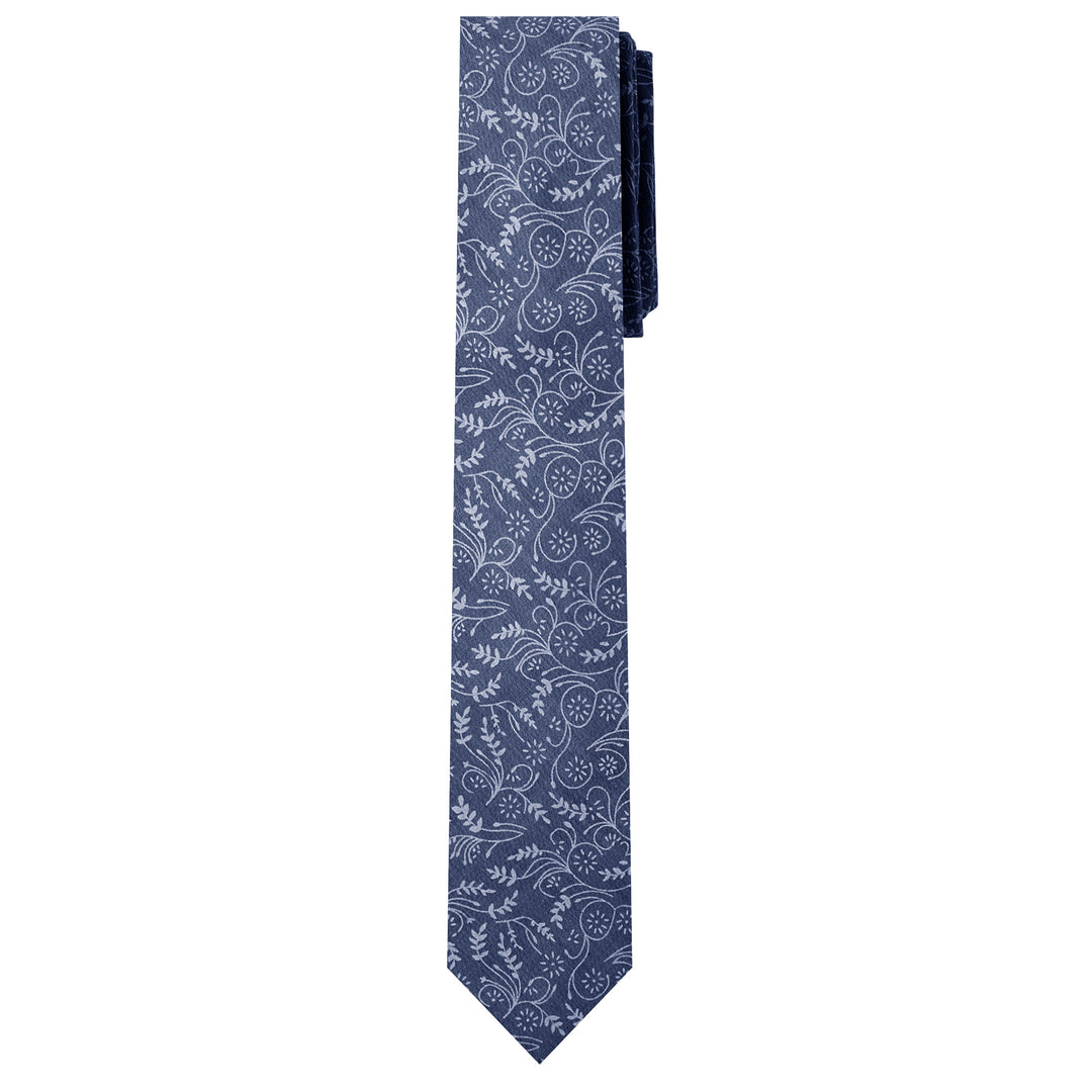 Floral Slim Tie - Slate Blue