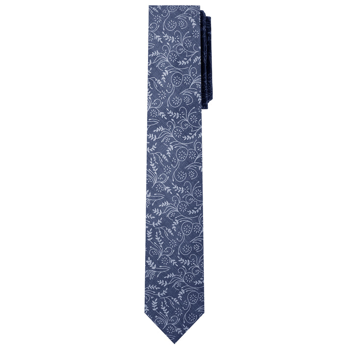 Floral Slim Tie - Slate Blue