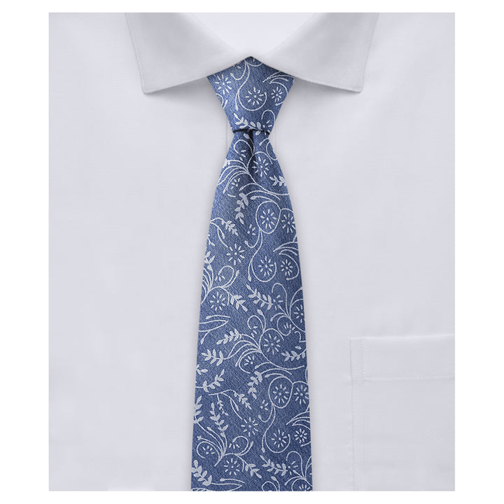 Floral Slim Tie - Slate Blue