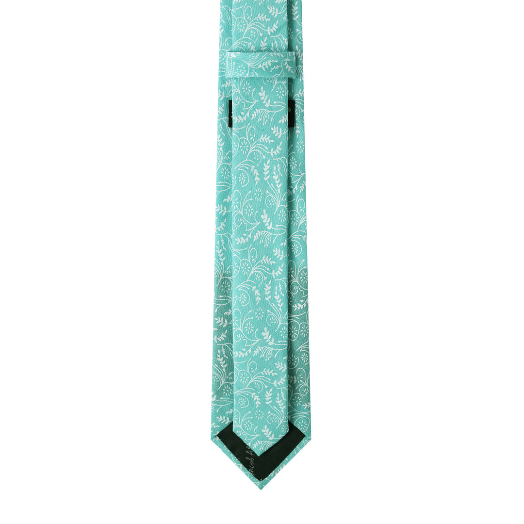 Floral Slim Tie - Turquoise