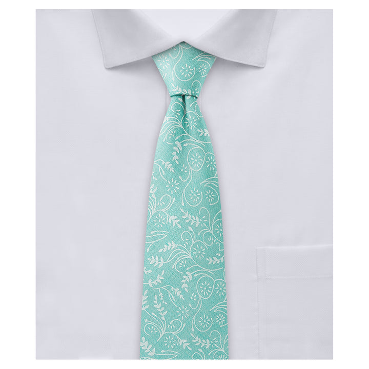 Floral Slim Tie - Turquoise