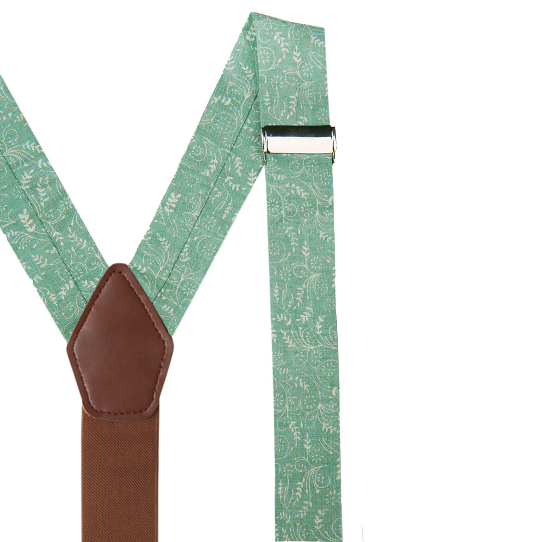 Floral Suspenders - Dusty Sage
