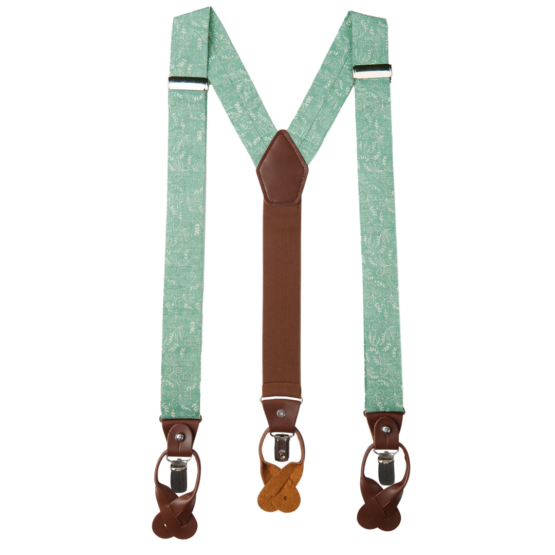 Floral Suspenders - Dusty Sage