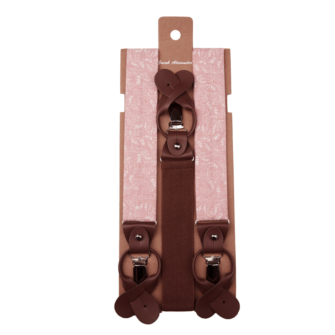 Floral Suspenders - Dusty Rose