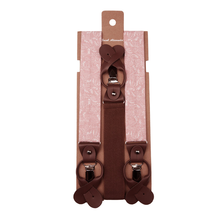 Floral Suspenders - Dusty Rose