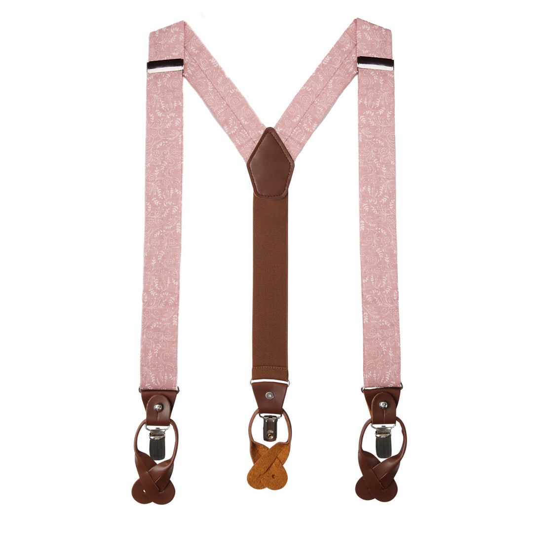 Floral Suspenders - Dusty Rose
