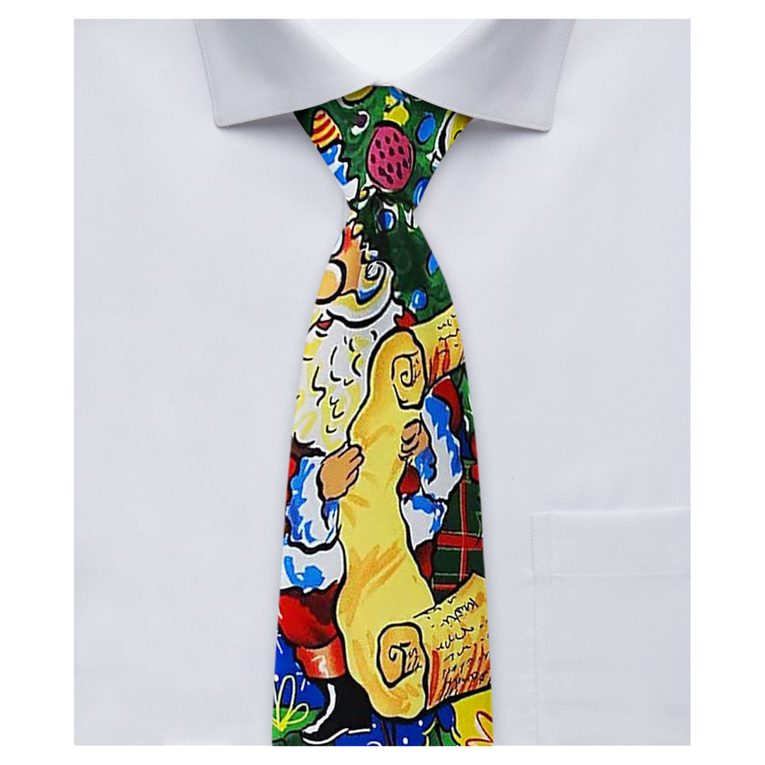 Jerry Garcia Christmas Santa List Extra Long Tie