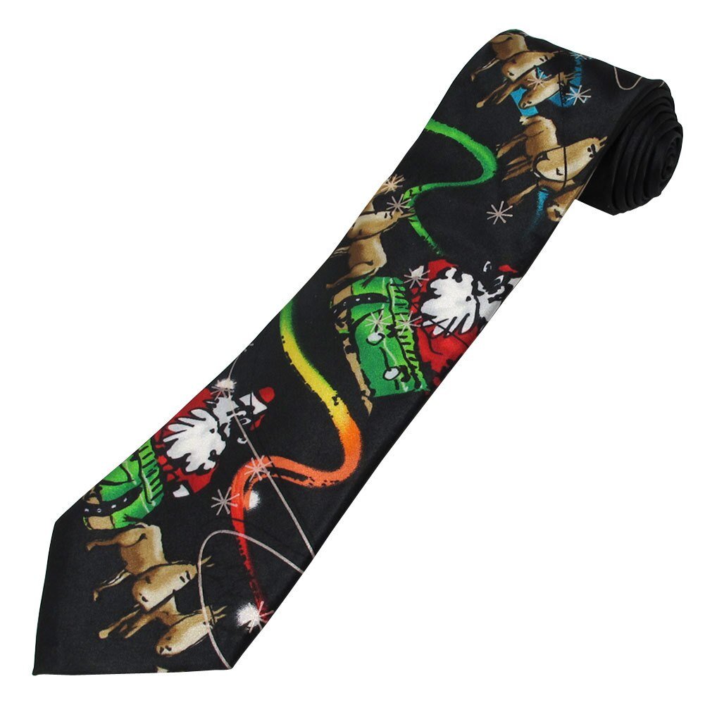Jerry Garcia Merry Christmas Santa Flying Reindeers Sky Tie