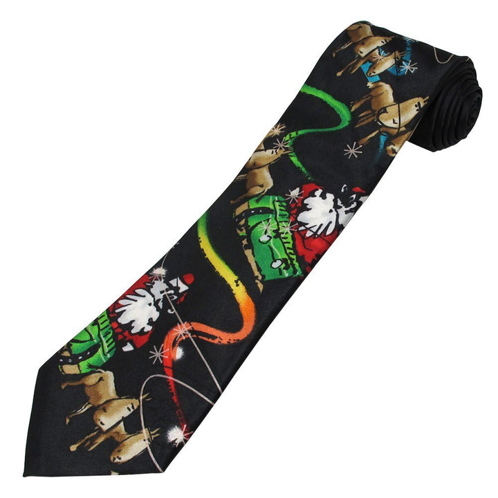 Jerry Garcia Merry Christmas Santa Flying Reindeers Sky Tie