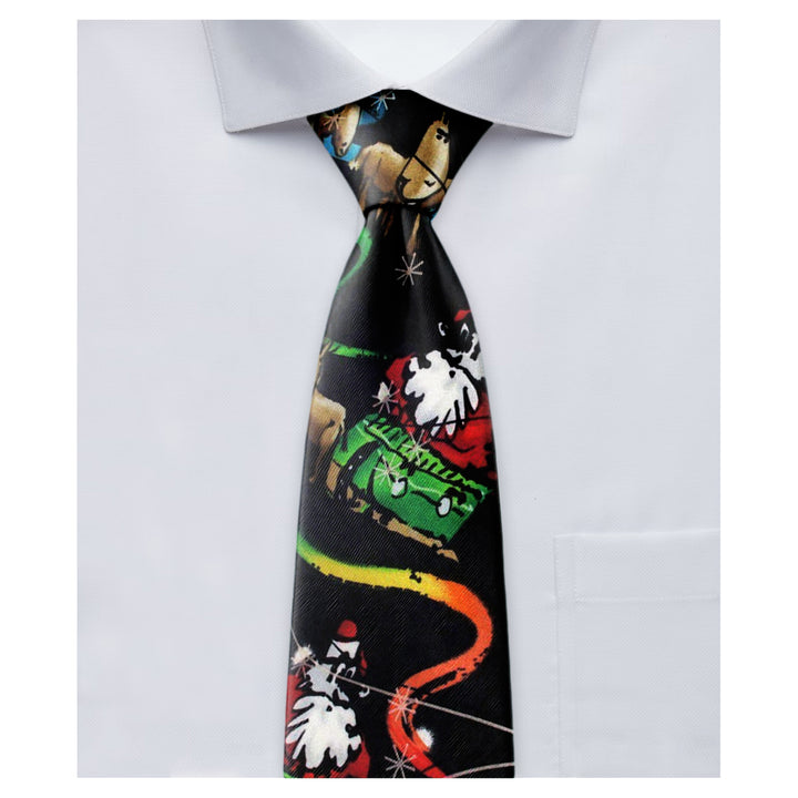 Jerry Garcia Merry Christmas Santa Flying Reindeers Sky Tie