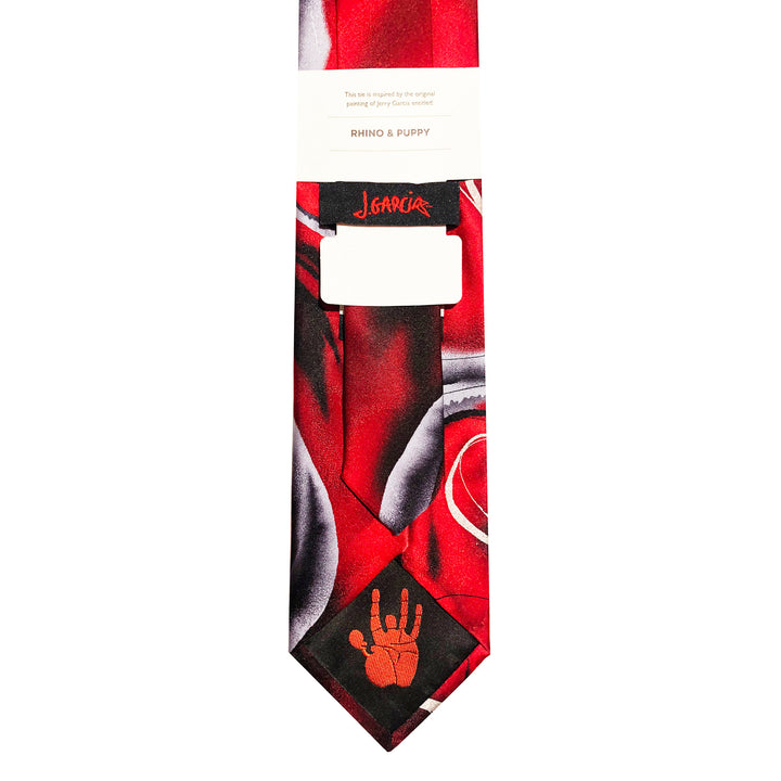 Jerry Garcia Rhino and Puppy Extra Long Tie - Red