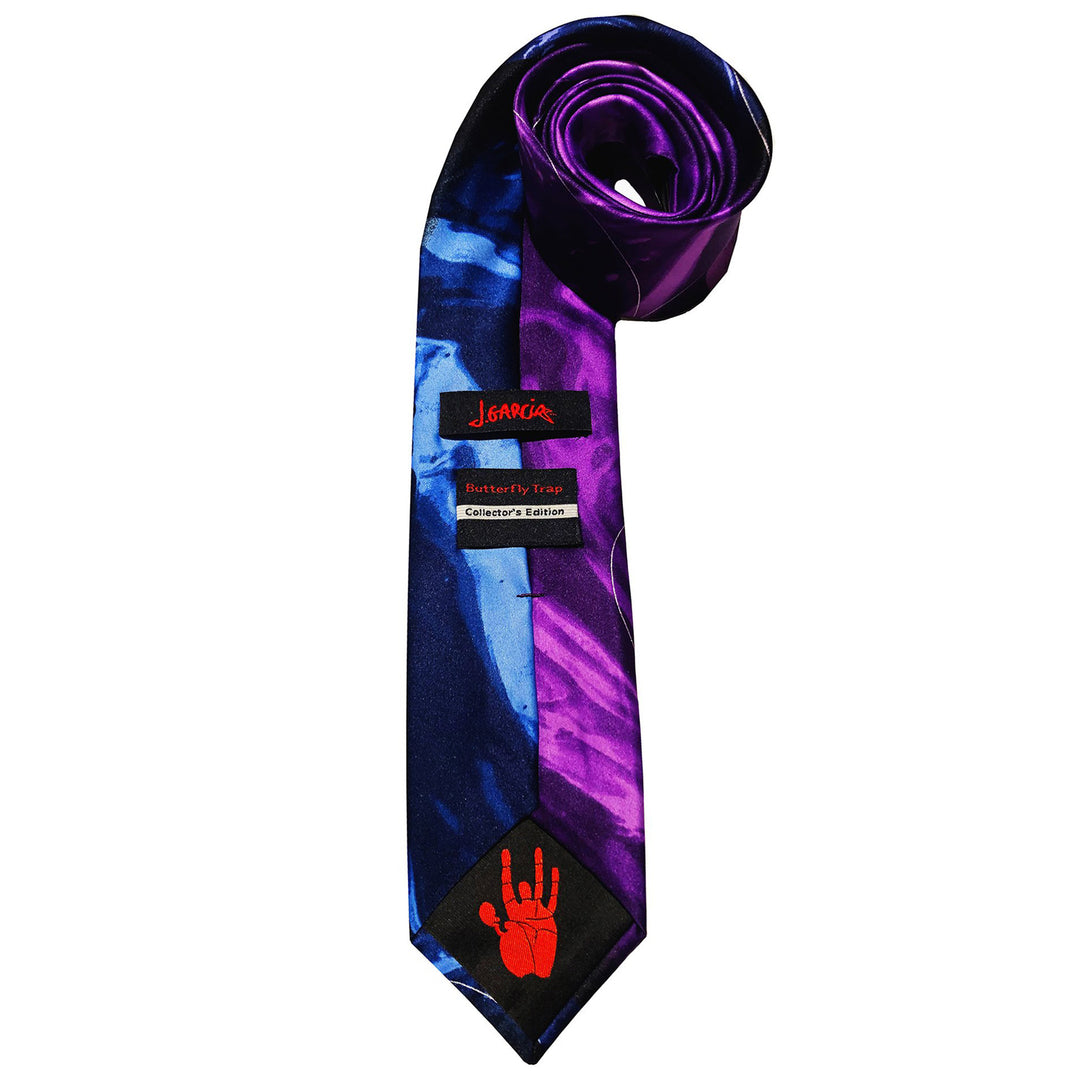 Jerry Garcia Butterfly Trap Line Swirls Extra Long Tie - Purple