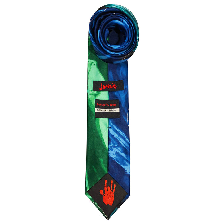 Jerry Garcia Butterfly Trap Line Swirls Tie - Teal