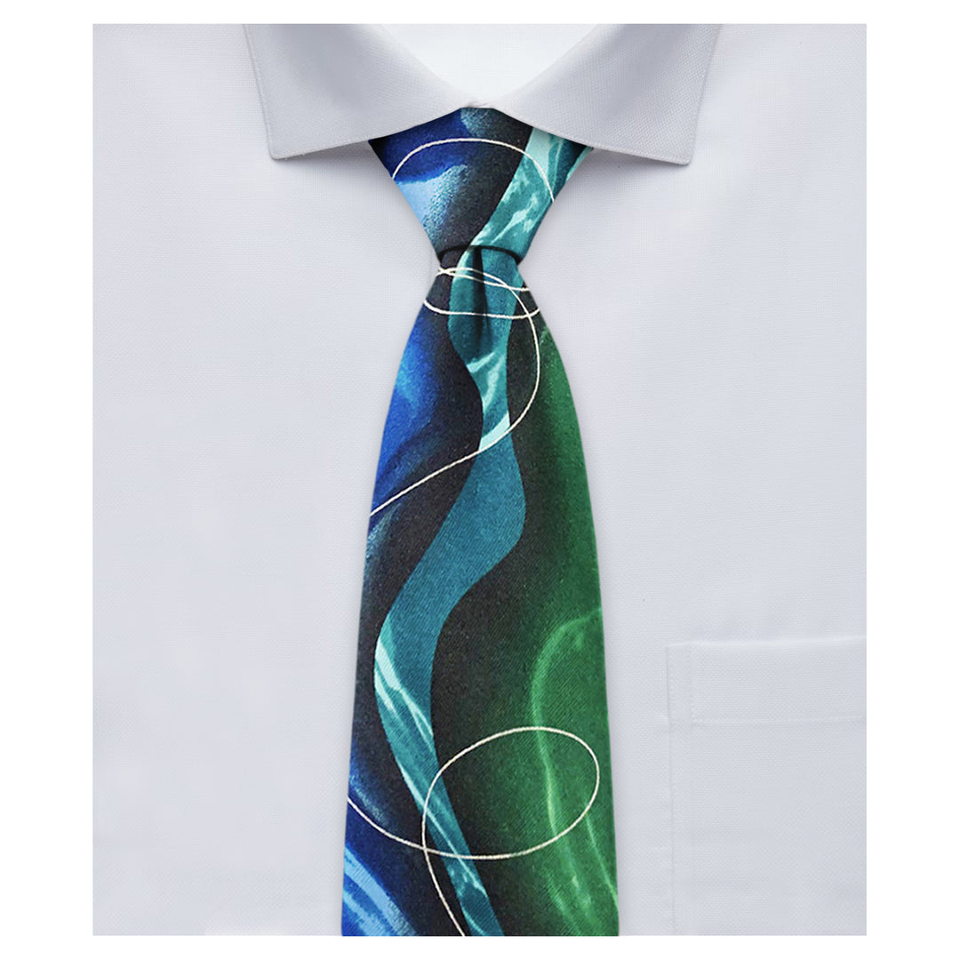 Jerry Garcia Butterfly Trap Line Swirls Tie - Teal