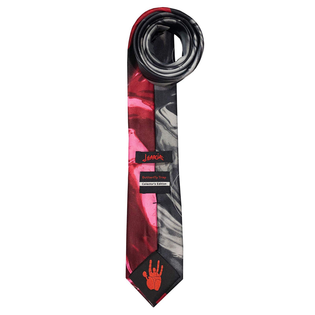 Jerry Garcia Butterfly Trap Line Swirls Extra Long Tie - Red