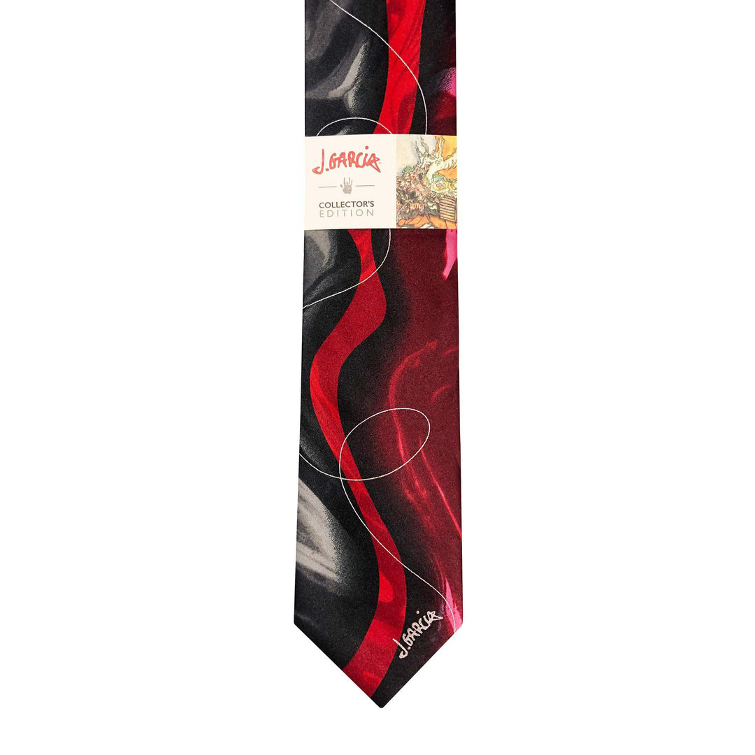 Jerry Garcia Butterfly Trap Line Swirls Extra Long Tie - Red