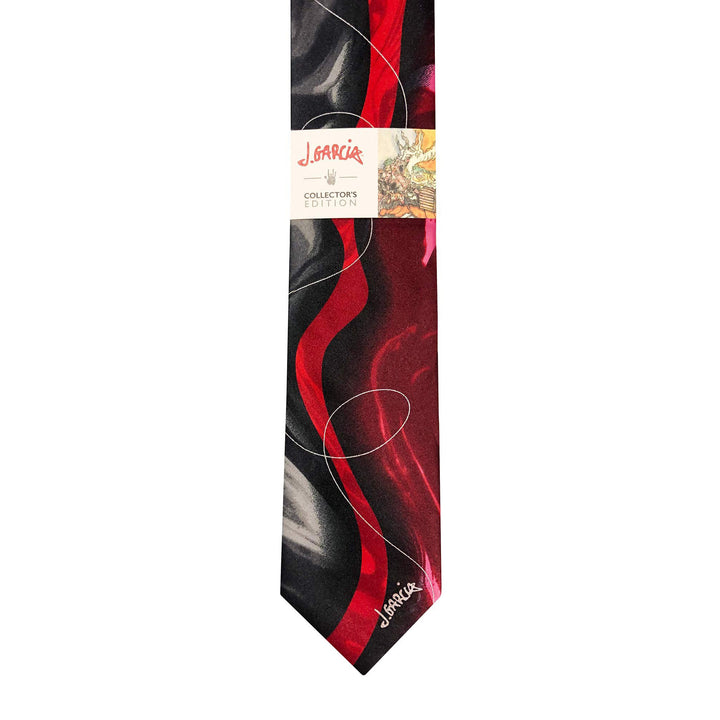 Jerry Garcia Butterfly Trap Line Swirls Extra Long Tie - Red