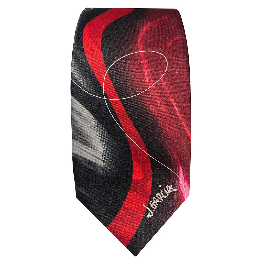 Jerry Garcia Butterfly Trap Line Swirls Tie - Red
