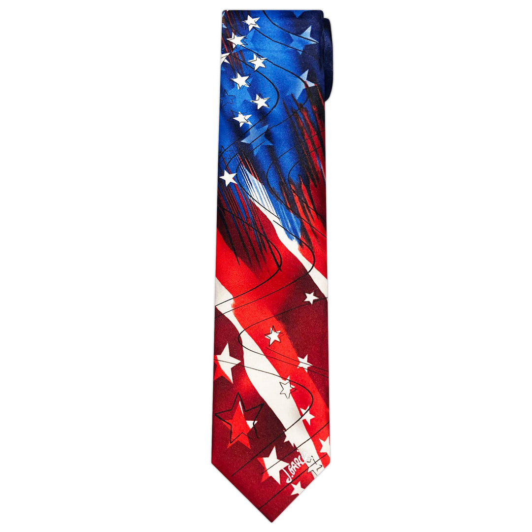 Jerry Garcia 4th of July USA Flag Extra Long Tie