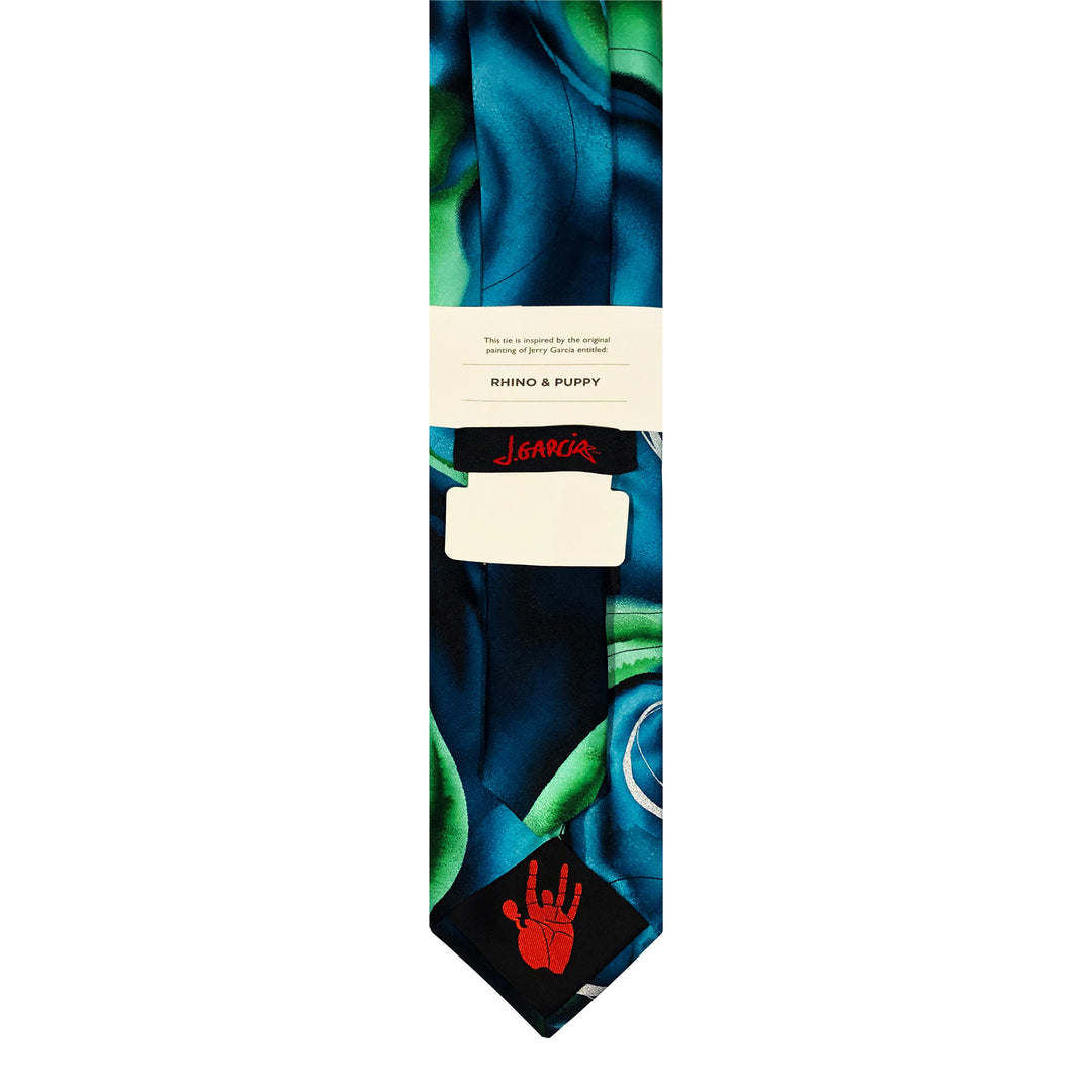 Jerry Garcia Rhino and Puppy Tie - Teal