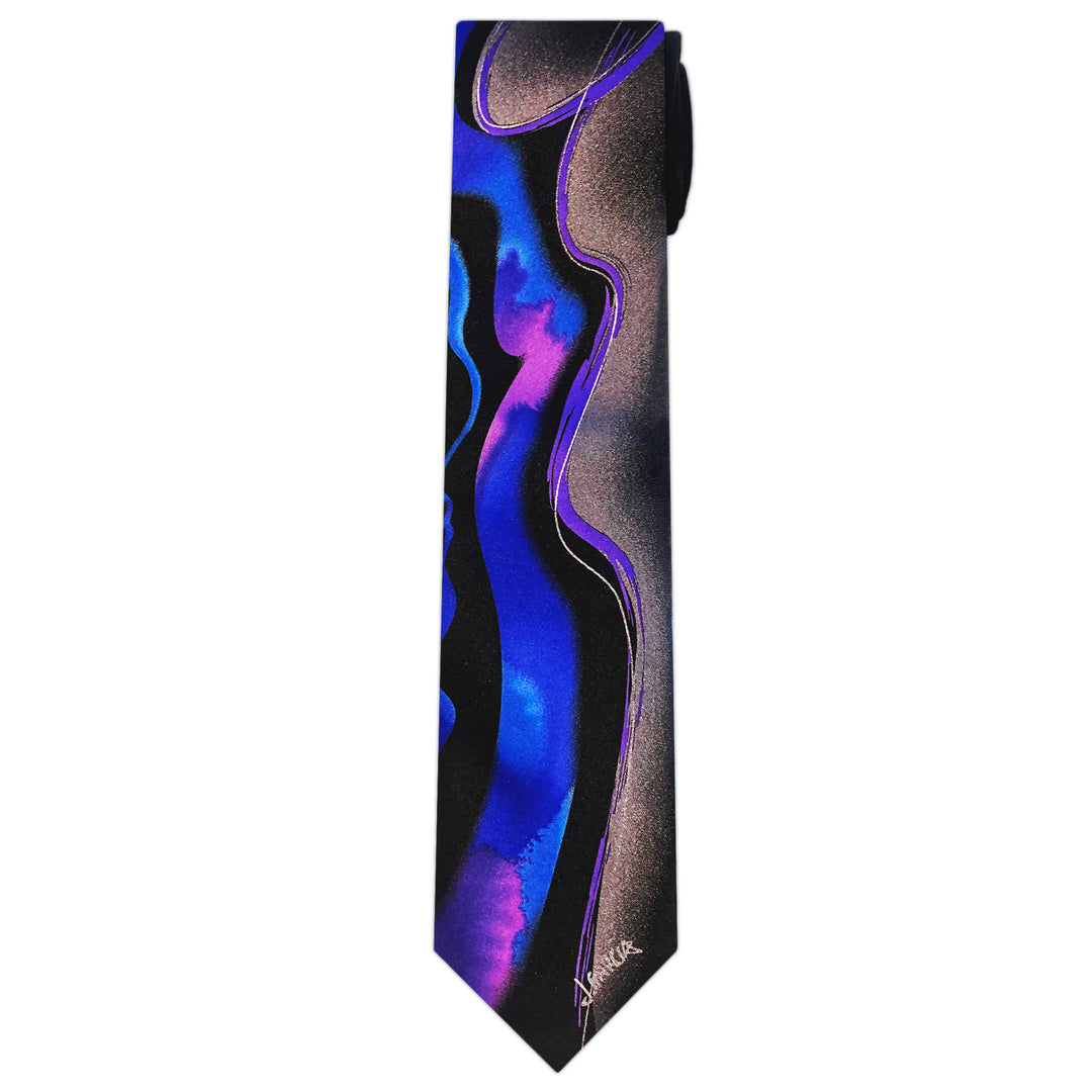 Jerry Garcia Wetland II Wavy Extra Long Tie - Purple