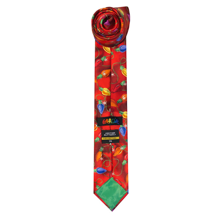 Jerry Garcia Christmas Lights Extra Long Tie - Red
