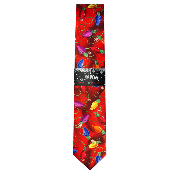 Jerry Garcia Christmas Lights Extra Long Tie - Red