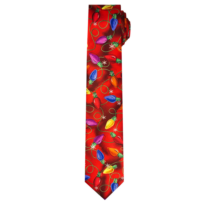 Jerry Garcia Christmas Lights Extra Long Tie - Red