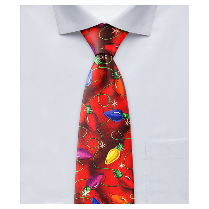 Jerry Garcia Christmas Lights Extra Long Tie - Red