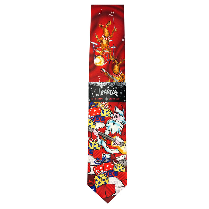 Jerry Garcia Christmas Santa Reindeer Extra Long Tie
