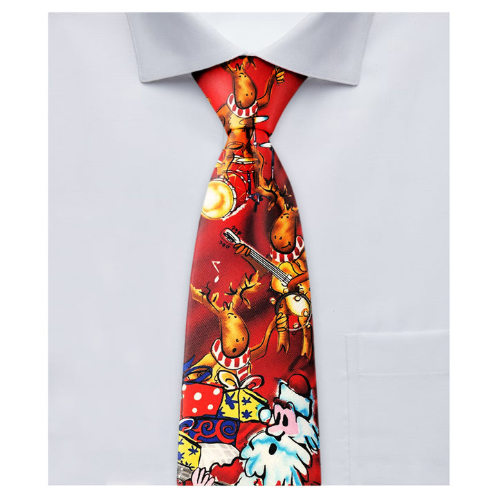 Jerry Garcia Christmas Santa Reindeer Extra Long Tie
