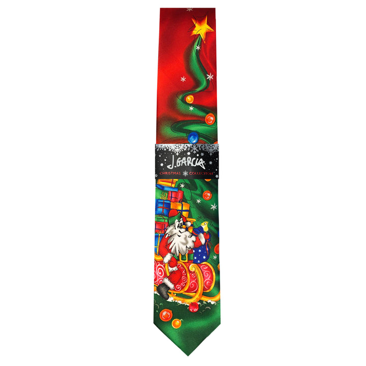 Jerry Garcia Christmas Santa Sleigh Extra Long Tie