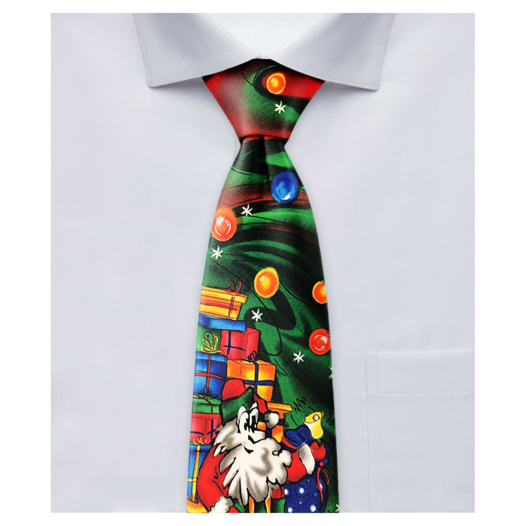 Jerry Garcia Christmas Santa Sleigh Extra Long Tie