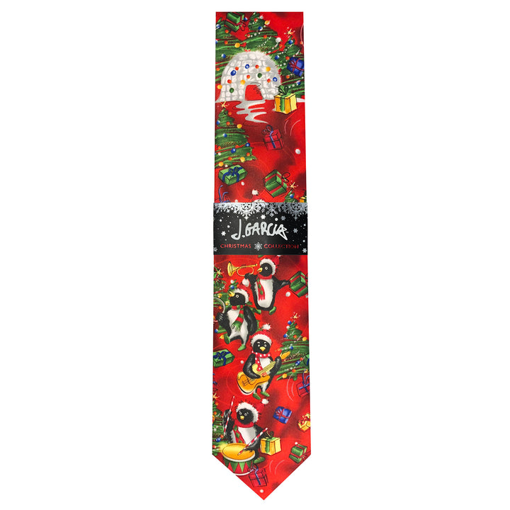 Jerry Garcia Christmas Penguins Extra Long Tie