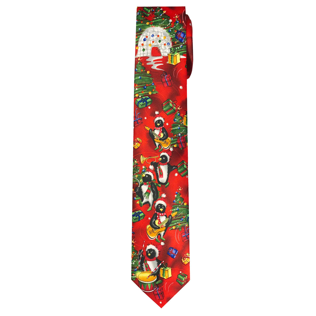 Jerry Garcia Christmas Penguins Extra Long Tie