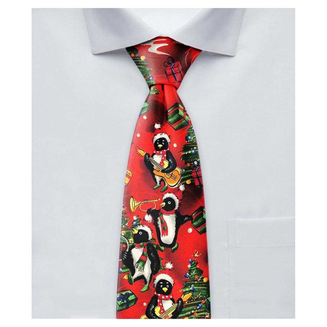 Jerry Garcia Christmas Penguins Extra Long Tie