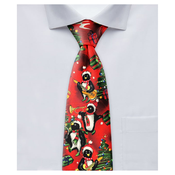 Jerry Garcia Christmas Penguins Extra Long Tie