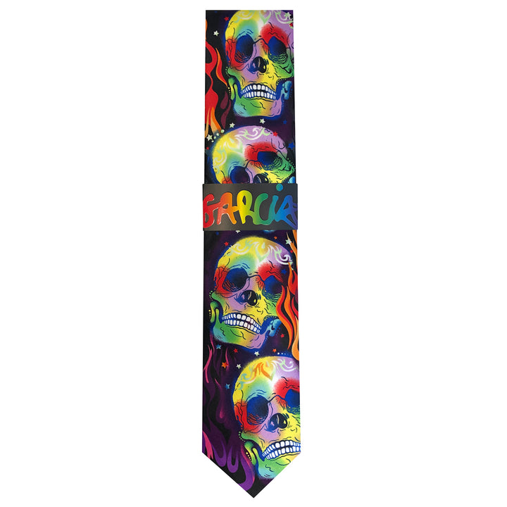 Jerry Garcia Halloween Flames Skulls Extra Long Tie