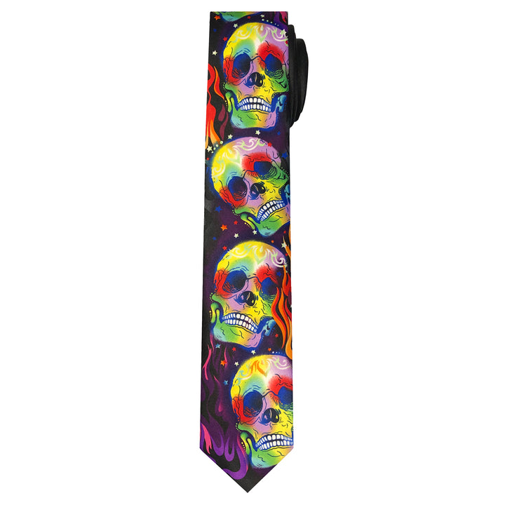 Jerry Garcia Halloween Flames Skulls Extra Long Tie