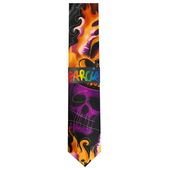 Jerry Garcia Halloween Purple Skull Extra Long Tie