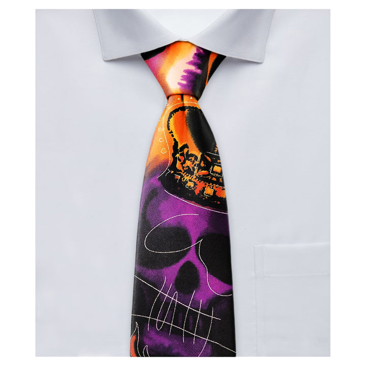 Jerry Garcia Halloween Purple Skull Extra Long Tie